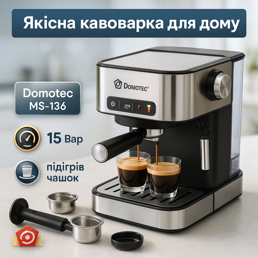 Кавоварка еспресо для кафе Domotec, Практична кавоварка для щоденного використання FS-55 Львів - фото 14