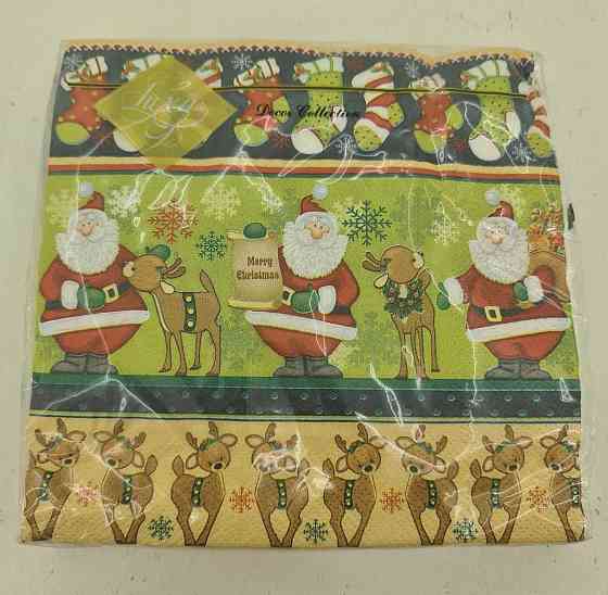 Новогодняя бумажная салфетка (ЗЗхЗЗ, 20шт) LuxyНГ Рождественский пересчет(1239) (1 пачка) Харьков