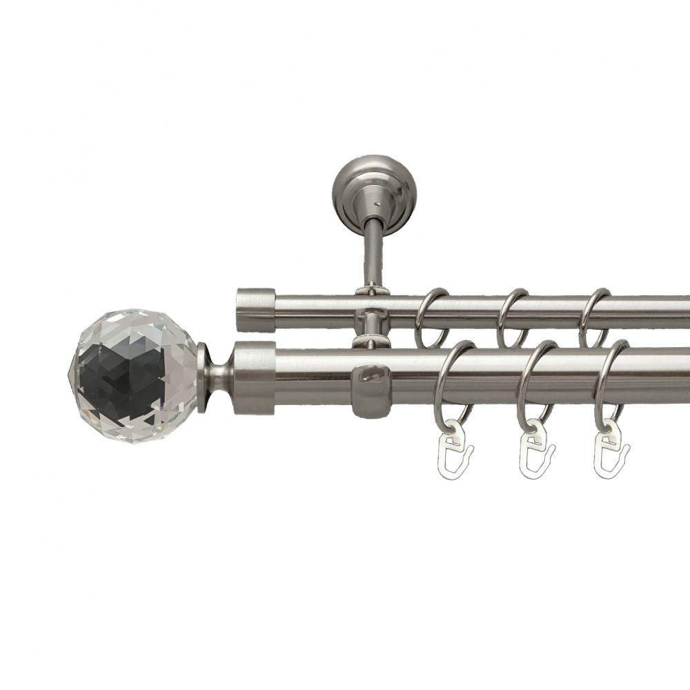 Карниз Orvit Люміера металевий дворядний відкритий гладка труба кільце металеве Нержавіюча Сталь 25\16 мм 200 см (7075317) Львів - фото 1