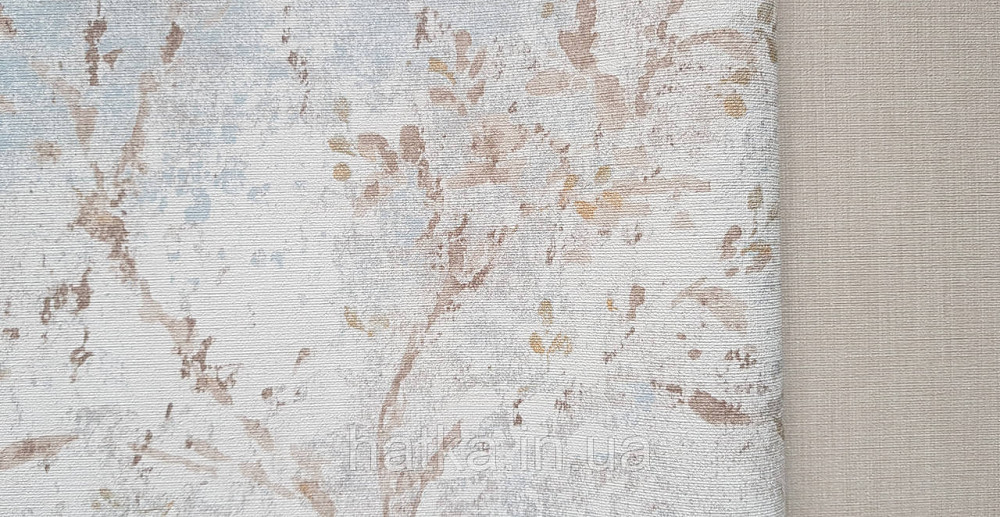 Шпалери вініл на флізеліні AS creation Della Natura 1.06Х10 листя гілки розмите малюнок коричневі сині сірі Київ - фото 3