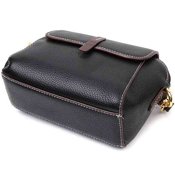 Женская компактная сумка из натуральной кожи Vintage 22265 Черная Киев