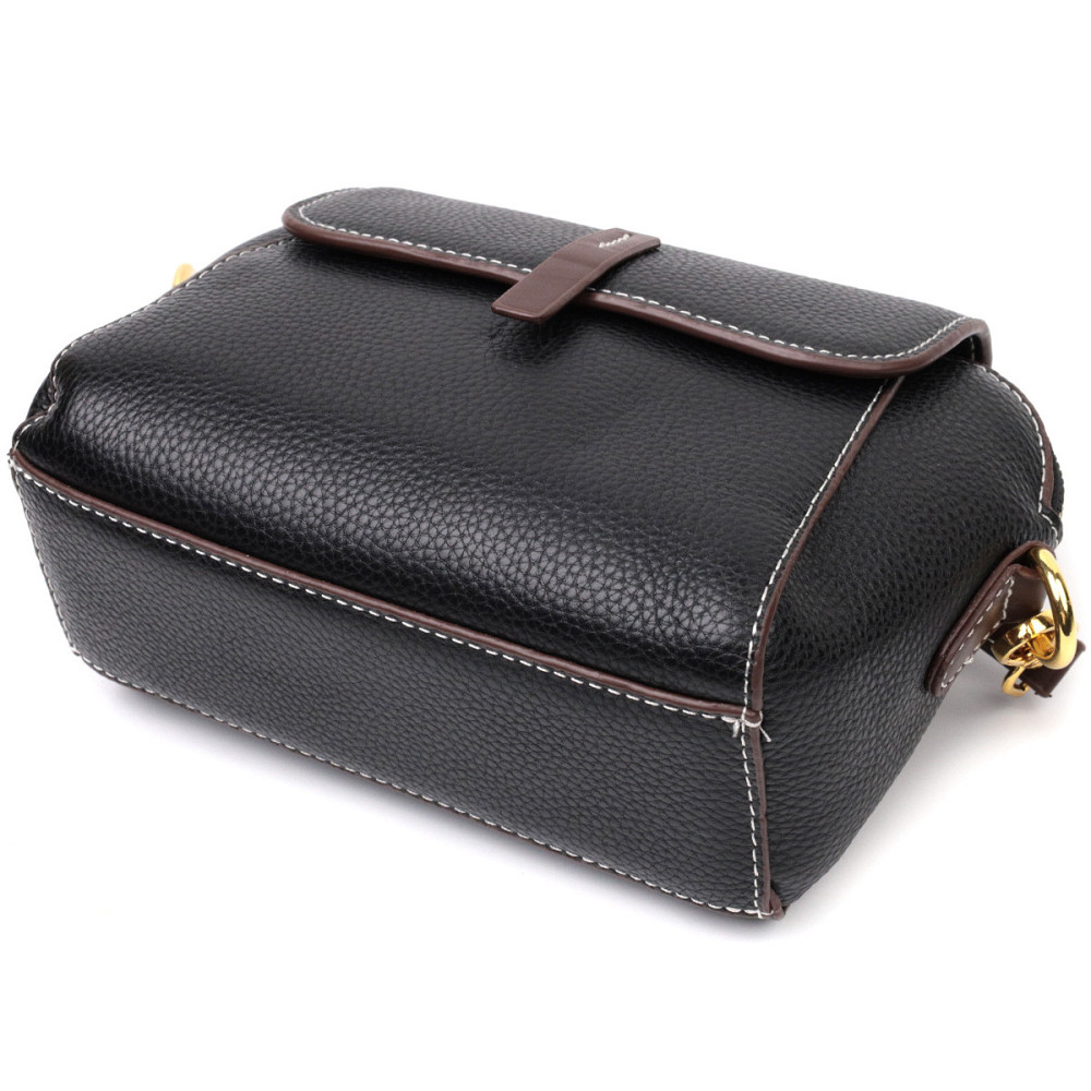 Женская компактная сумка из натуральной кожи Vintage 22265 Черная Киев - изображение 3