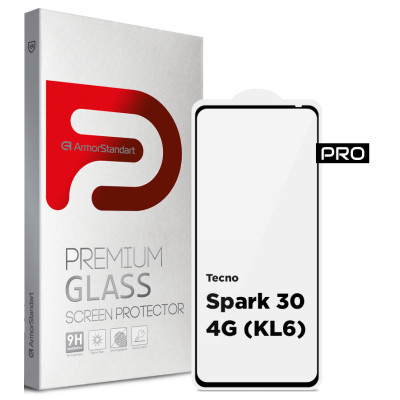 Стекло защитное Armorstandart Pro Tecno Spark 30 4G (KL6) Black (ARM81384) Винница - изображение 1