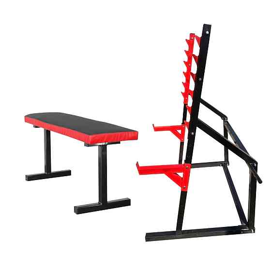 Скамья горизонтальная для жима + Стойки проф со страховкой 50 на 50 мм Киев