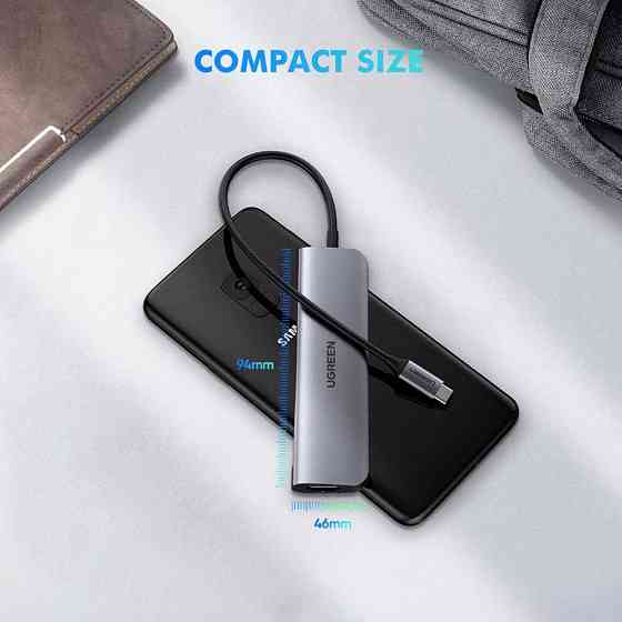 Багатопортовий хаб Ugreen CM136 5-in-1 HUB Adapter 50209 (Сірий, Type-C to 3xUSB 3.0/PD/4K HDMI) Николаев