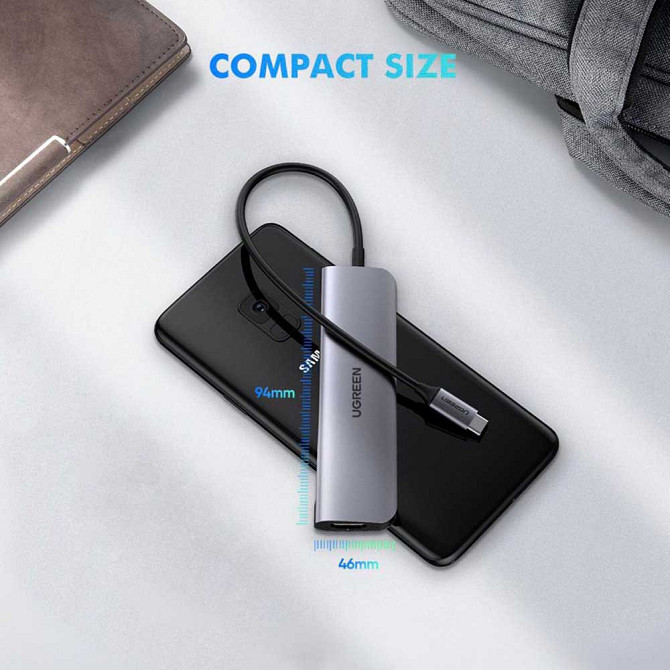 Багатопортовий хаб Ugreen CM136 5-in-1 HUB Adapter 50209 (Сірий, Type-C to 3xUSB 3.0/PD/4K HDMI) Николаев - изображение 6