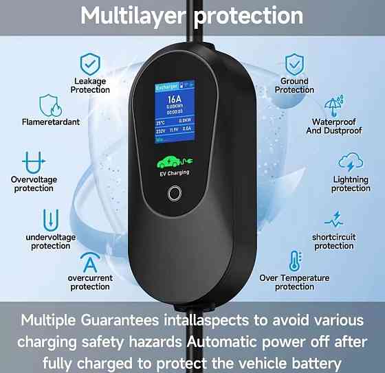 3.6кВт 16А Type 1 Type 2 WiFi 3.5м кабель зарядка електромобіль. Харків