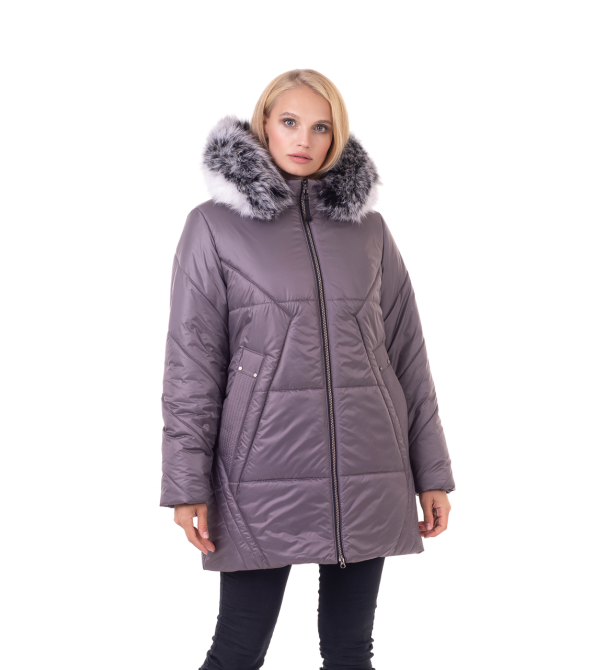 Женская модная зимняя куртка с натуральным лиловый. 48-62р Киев - изображение 3