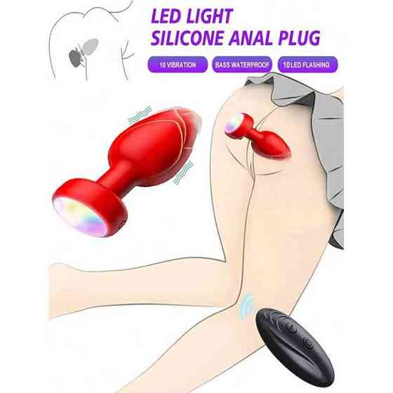 Анальна пробка що світиться з вібрацією і Д/У Light Anal Plug 3,5*9 см зелена — Анальні іграшки Вінниця