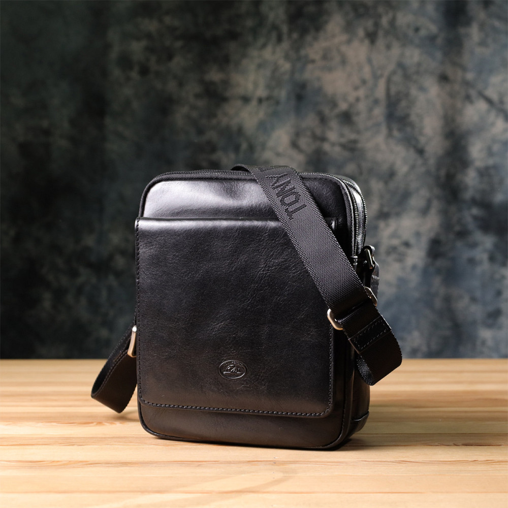 Отличная мужская сумка с карманами из гладкой натуральной кожи Tony Perotti 20857_1 (9148-17 nero) Черный Киев - изображение 10