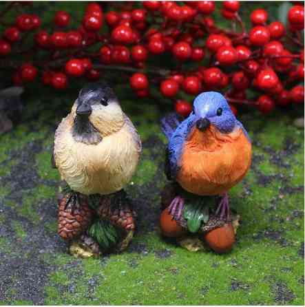 Садова фігура  Пташка 11,5 х 10см для декору саду, тераси, ділянки, вазону, інтер'єру. Полистоун Бежевий Одеса