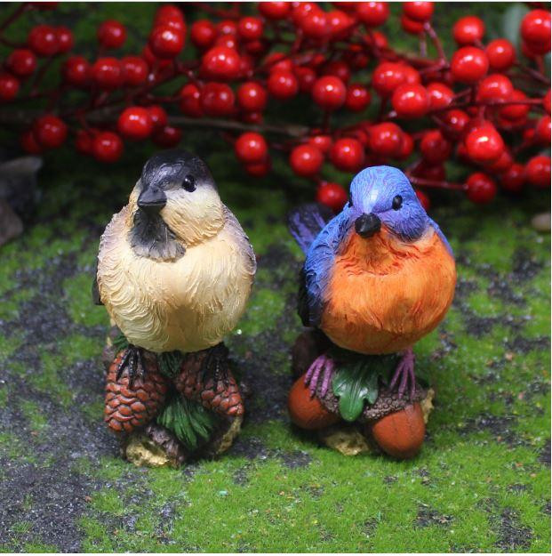 Садова фігура  Пташка 11,5 х 10см для декору саду, тераси, ділянки, вазону, інтер'єру. Полистоун Бежевий Одеса - фото 3