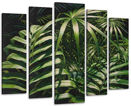 Модульная картина в гостиную / спальню Папоротники рисованные Art-481_5 ( 80х118см ) 90х132 см Киев