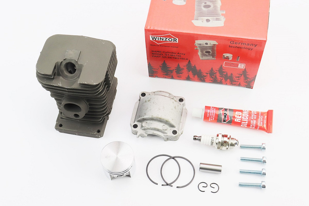 Циліндр к-кт (цпг) MS-180 38mm (палець 10mm) "чорний"+піддон+свічка+герметик+болти Киев - изображение 1