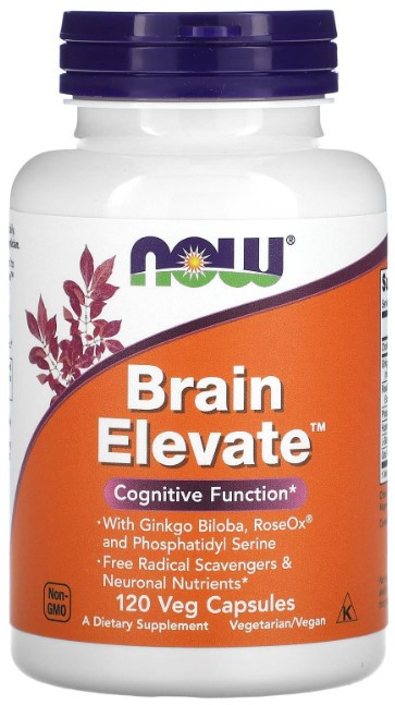 Вітаміни для пам'яті Now Foods Brain Elevate 120 вегетаріанських капсул Київ - фото 1