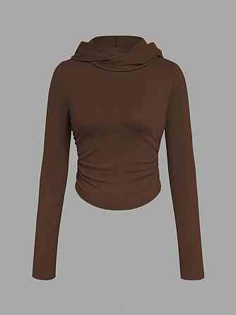 Жіноча стильна повсякденна кофта термо з капюшоном пуму лакосту Шоколад Одеса