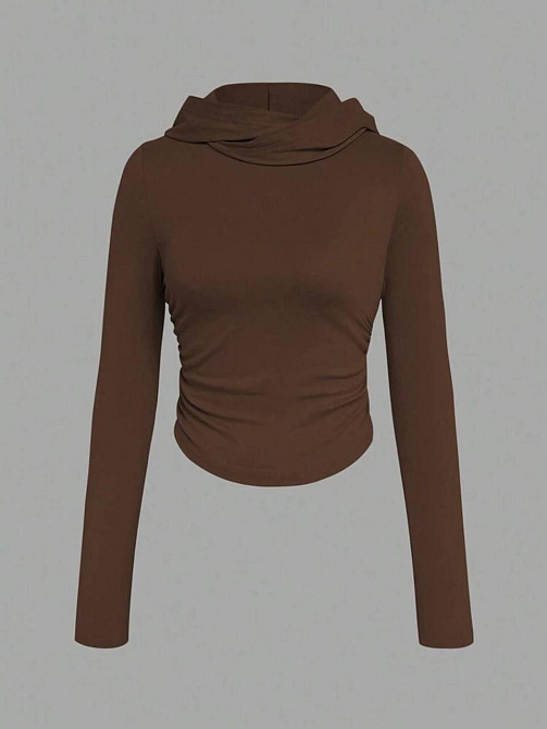 Жіноча стильна повсякденна кофта термо з капюшоном пуму лакосту Шоколад Одеса - фото 2