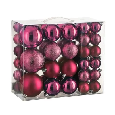 Елочная игрушка House Of Seasons Шарики Пластик 46 шт D4 см D6 см D8 см Фуксия (8720967923502) Винница - изображение 1