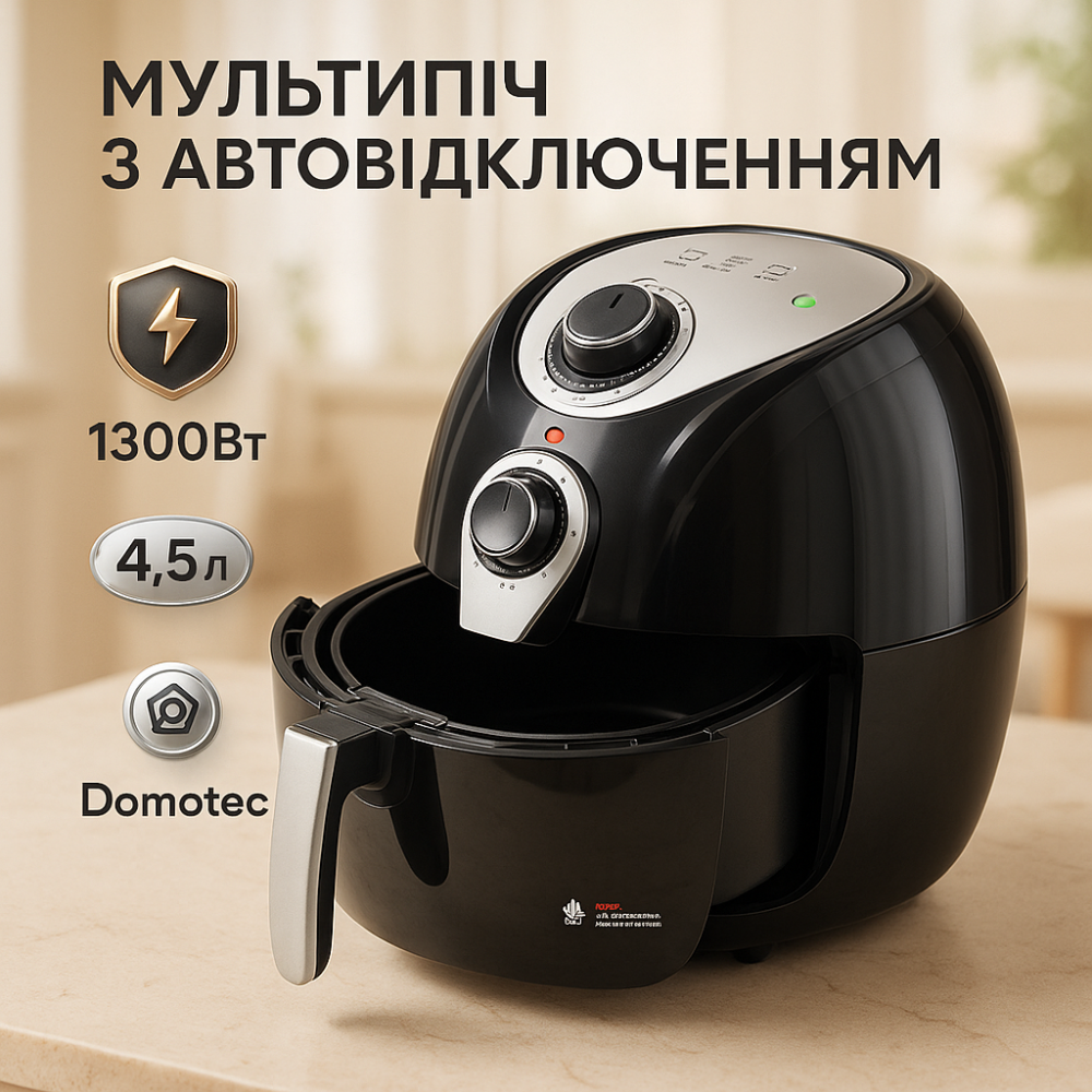 Фритюрницы для жарки пончиков Domotec MS-3220 1300Вт 4.5л, Аэрогриль электрический для жарки без масла FQ-21 Львов - изображение 17