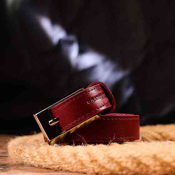 Неповторний жіночий ремінь із натуральної шкіри Grande Pelle 21447 Бордовий Київ