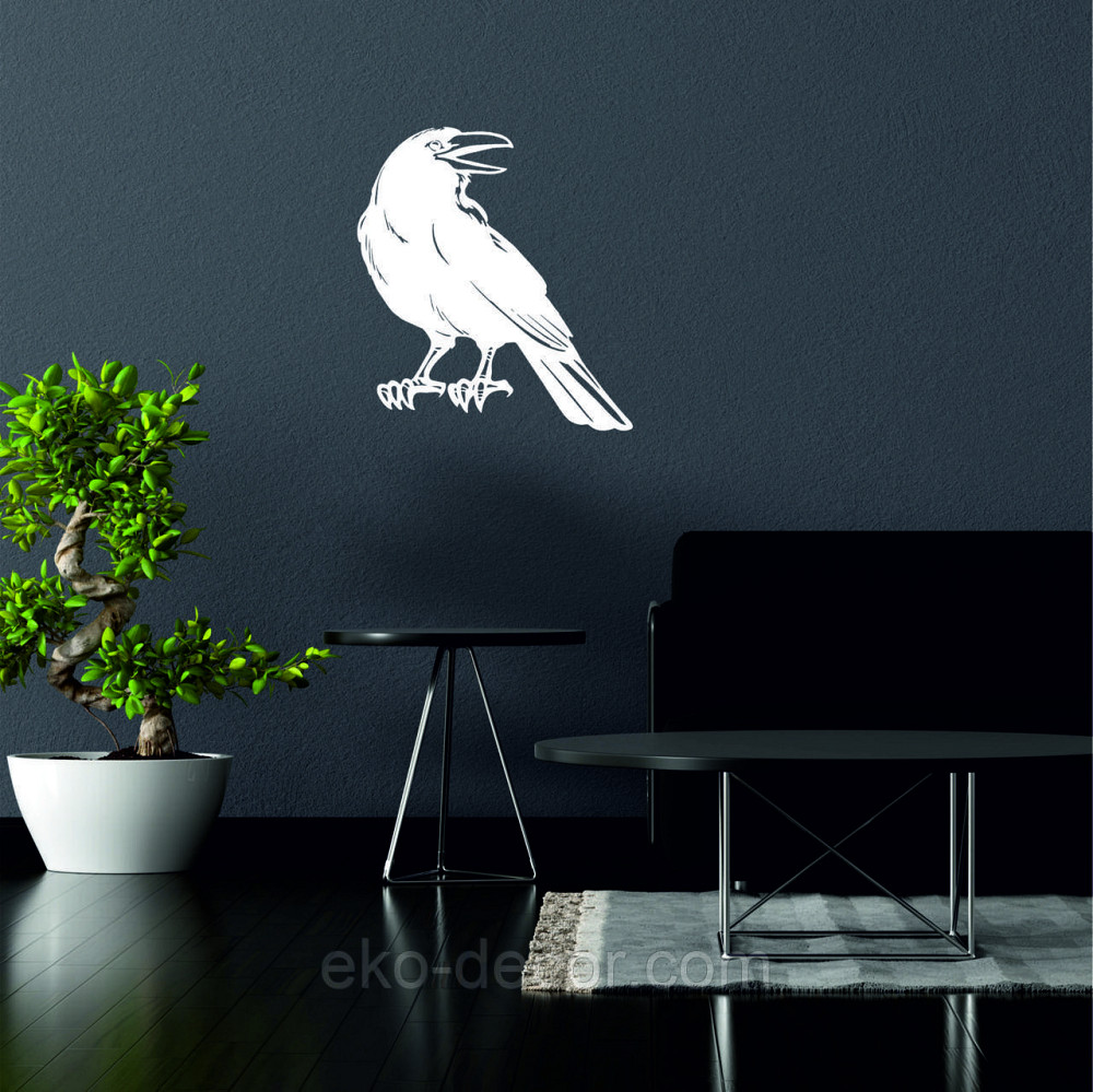 Декоративное настенное Панно «Ворон» Декор на стену 70*63 см, Белый Киев - изображение 2