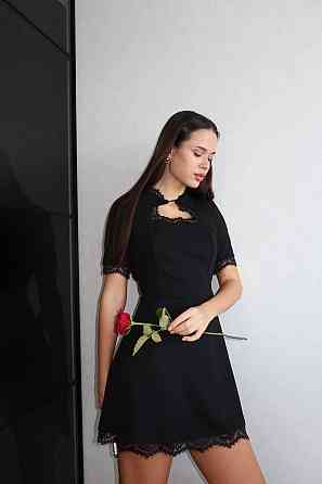 Женское романтическое мини платье креп дайвинг + кружево 46/48 Одесса