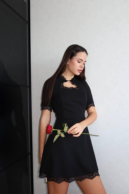 Женское романтическое мини платье креп дайвинг + кружево 46/48 Одесса - изображение 4