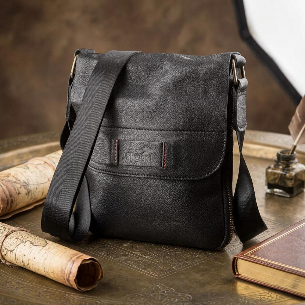 Мужская кожаная сумка мессенджер для документов и города SHVIGEL 19113 Черная Киев - изображение 6