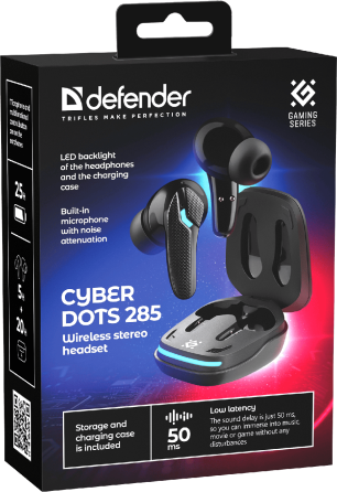 Гарнітура Defender CyberDots 285 TWS Bluetooth Black (63285) (7151838) Київ