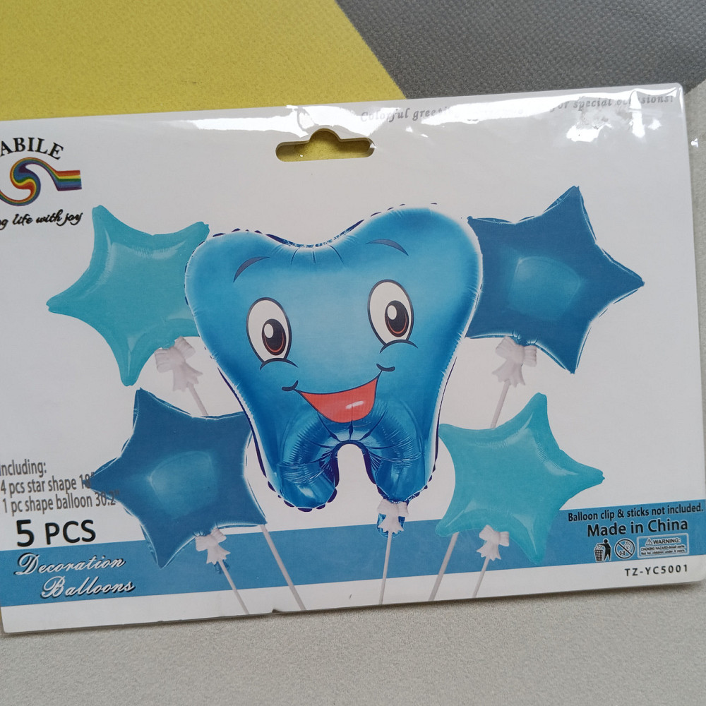 Набор воздушных шариков зубчик голубой (5 предметов) Киев - изображение 1