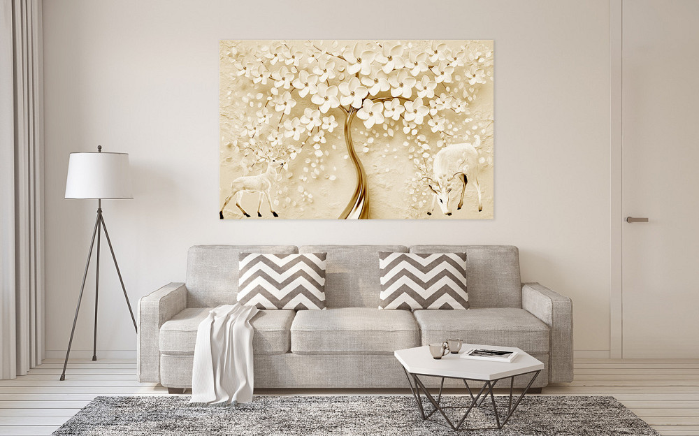 Картина холст у вітальню / спальню Дерево білі квіти     MLP_21  ( 60х30см ) 90х180см Київ - фото 2