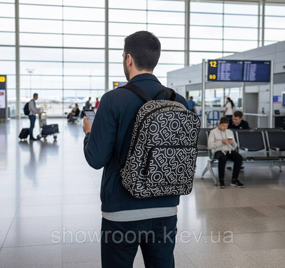 Мужской брендовый рюкзак Boss (2022) black Киев - изображение 9