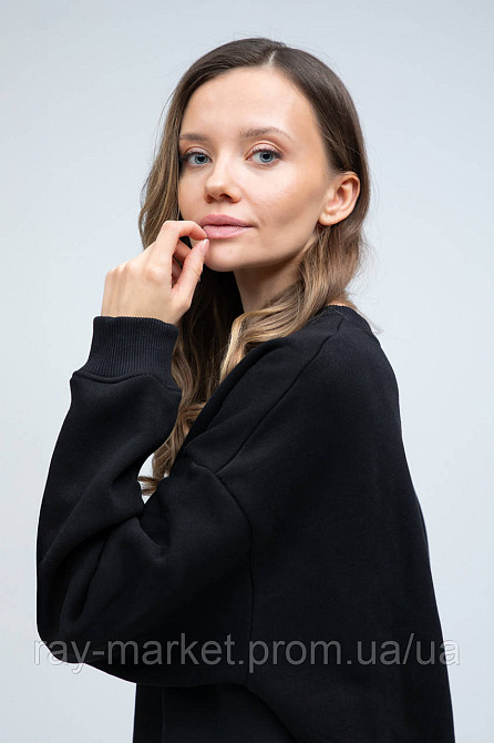 Костюм оверсайз свитшот и штаны Ray Basic утепленный женский черный XL Киев - изображение 4