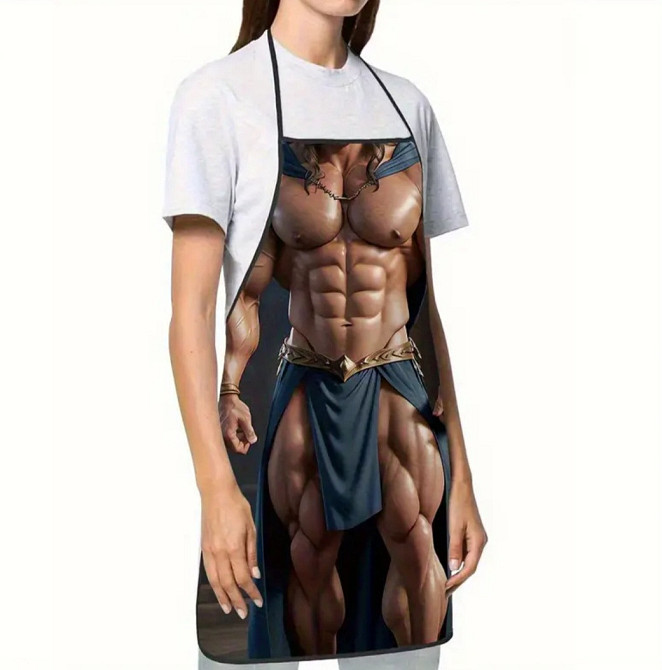 Фартух чоловічий прикольний Накачаний чоловік з м’язами 74 на 54 см різнобарвний Київ - фото 4