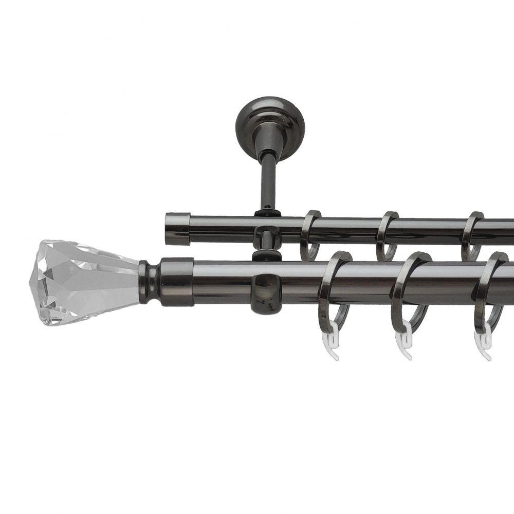 Карниз Orvit Лучетта металевий дворядний відкритий гладка труба кільце фасонне металеве  Онікс 25\16 мм 240 см (6708028) Львів - фото 1