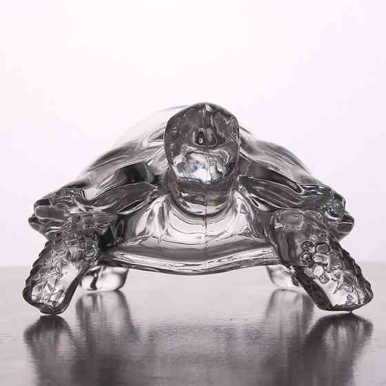 Стеклянная статуэтка Черепаха RESTEQ — интерьерная фигура талисман 21×15×9.5 см, прозрачный декор животное Киев