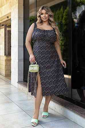 Літня жіноча сукня міді "Bella" | Батал Графіт, 54-56 Київ