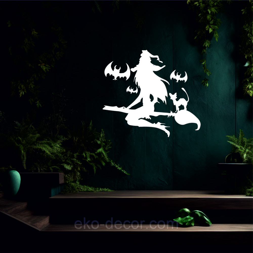 Декоративне настінне Панно «Відьма на мітлі», Декор на стіну 50*44 см, Білий Київ - фото 8