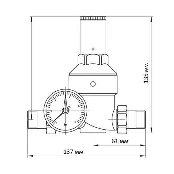 Редуктор тиску з манометром "мембранний" Koer KR.1239 - 1/2" (KR4971) Київ