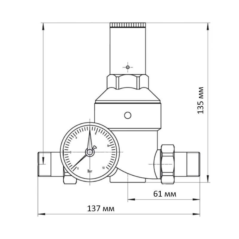 Редуктор тиску з манометром "мембранний" Koer KR.1239 - 1/2" (KR4971) Київ - фото 3