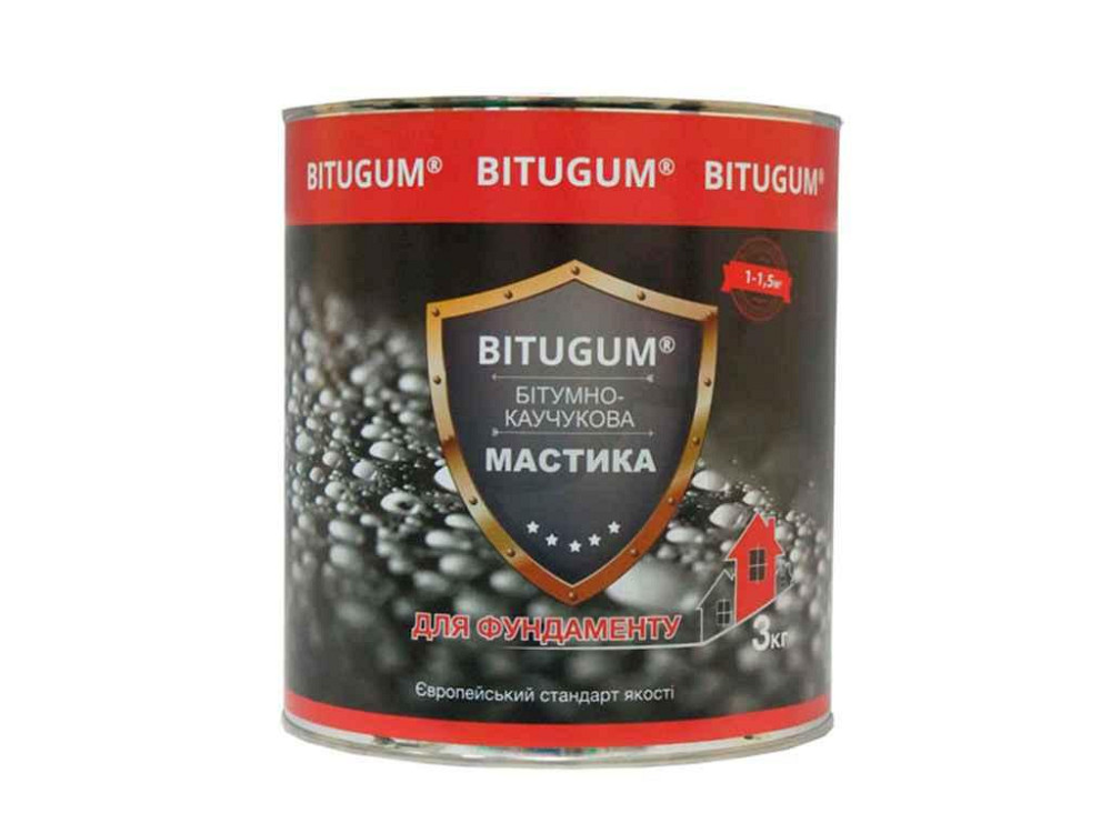 Мастика бітумно-каучукова фундамен 3кг ТМ BITUGUM Київ - фото 1