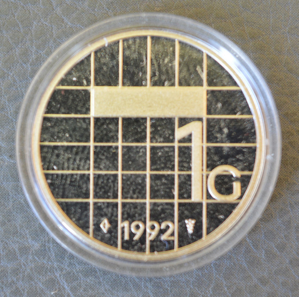 Монета 1 гульден. 1992 рік, Нідерланди. (капсула) ПРУФ Полтава - фото 1