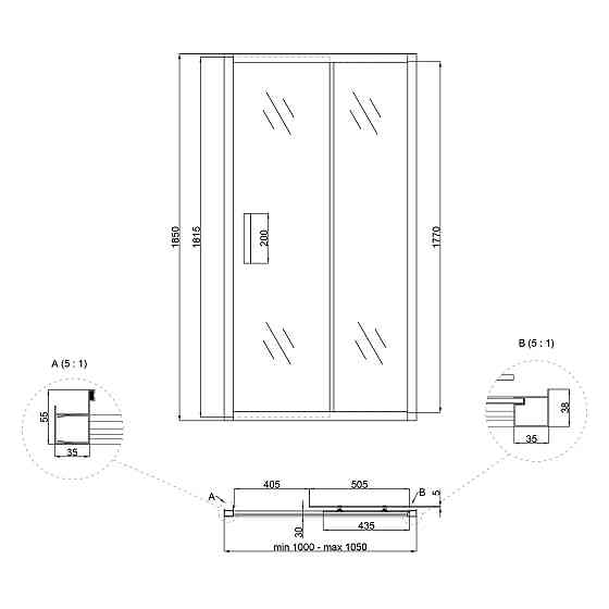 Душові двері в нішу Lidz Aria SD100x185.CRM.FR, скло Frost 5 мм Київ