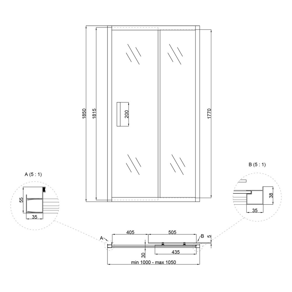 Душові двері в нішу Lidz Aria SD100x185.CRM.FR, скло Frost 5 мм Київ - фото 2