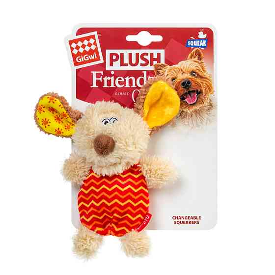Игрушка для собак Собачка с пищалкой GiGwi Plush Friendz, текстиль, пластик, 13 см Киев