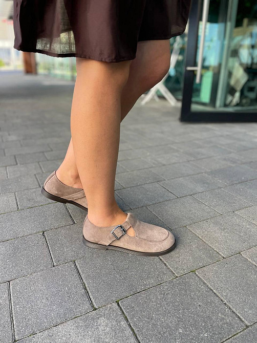 Vanessa Стильні замшеві лофери жіночі з ремінцем T-304-05 капучино весна-осінь р. 36-40 / Лофер Коломия - фото 8