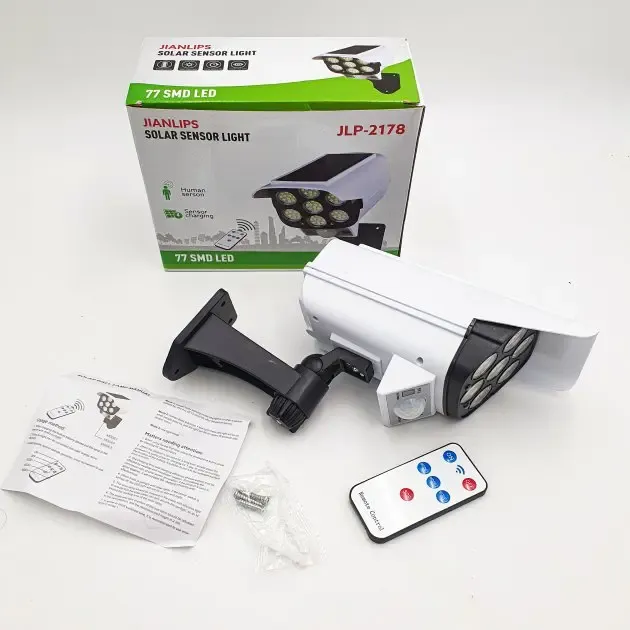 Уличный фонарь на солнечной батарее с датчиком движения и пультом JLP-2178 Фонарь-прожектор в виде камеры Коломия - фото 6