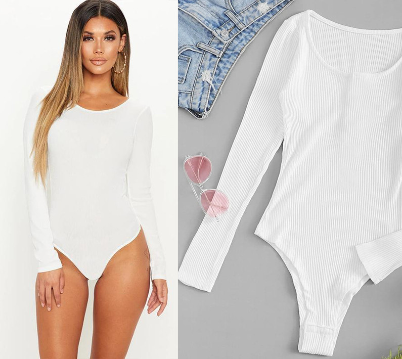 Жіночий трикотажний боді (рубчик) оптом | Розпродаж моделі 44, Білий Київ - фото 5