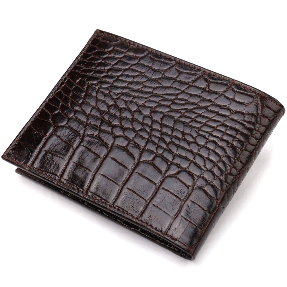 Містке чоловіче портмоне з натуральної шкіри з тисненням під крокодила (CANPELLINI) Київ - фото 6