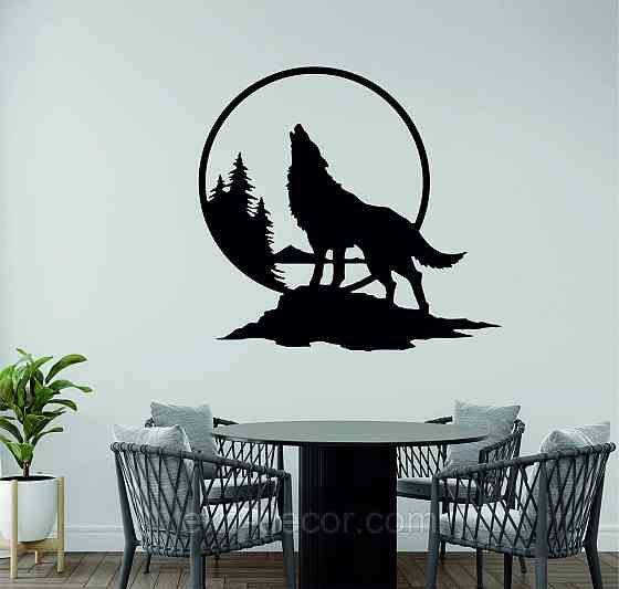 Декоративное настенное Панно «Волк на природе», Декор на стену 70*65 см, Черный Киев